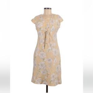 Suzuya buttercream floral and gold polka dot a line dress, size med 160/66A